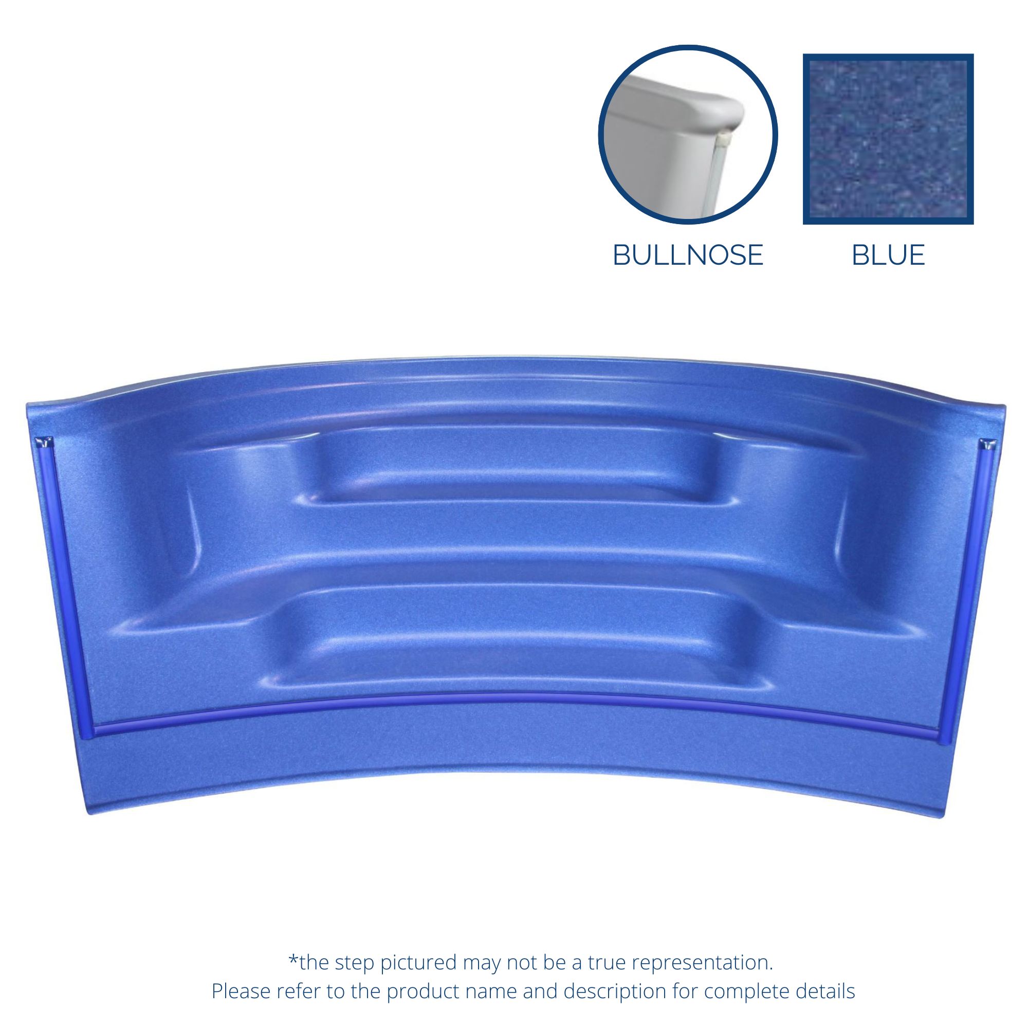 8'x9' Radius Front Roman Back Step Blue Granite Bullnose Alps (No Jets)